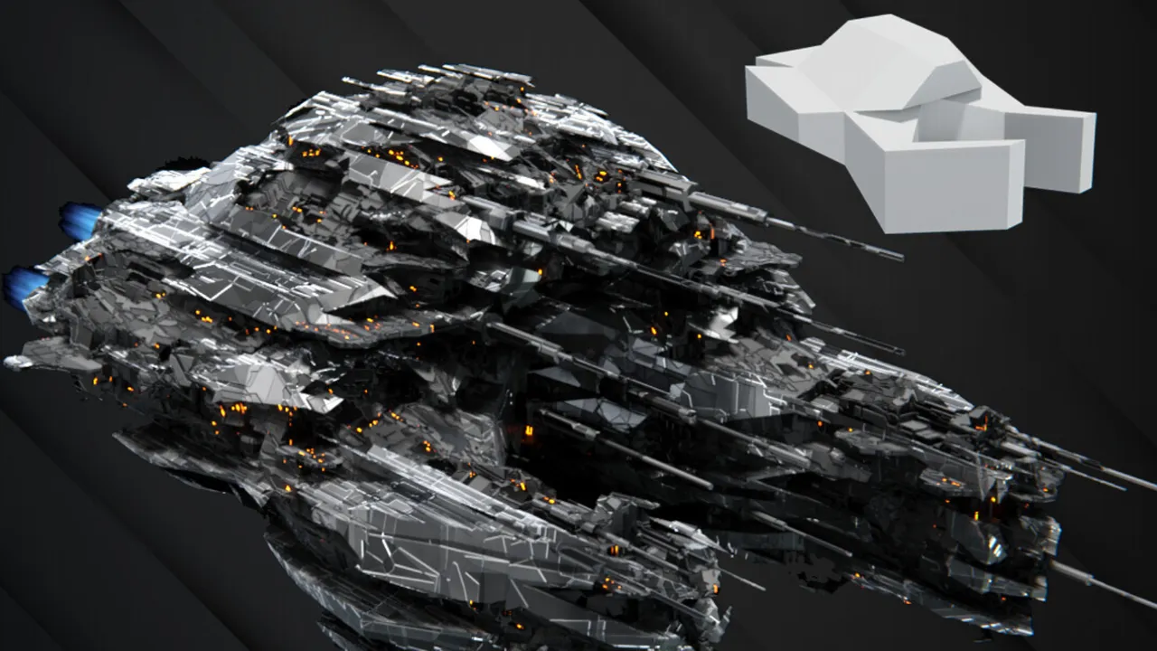 New procedural spaceship generator made with Blender's Geometry Nodes & Shader Nodes