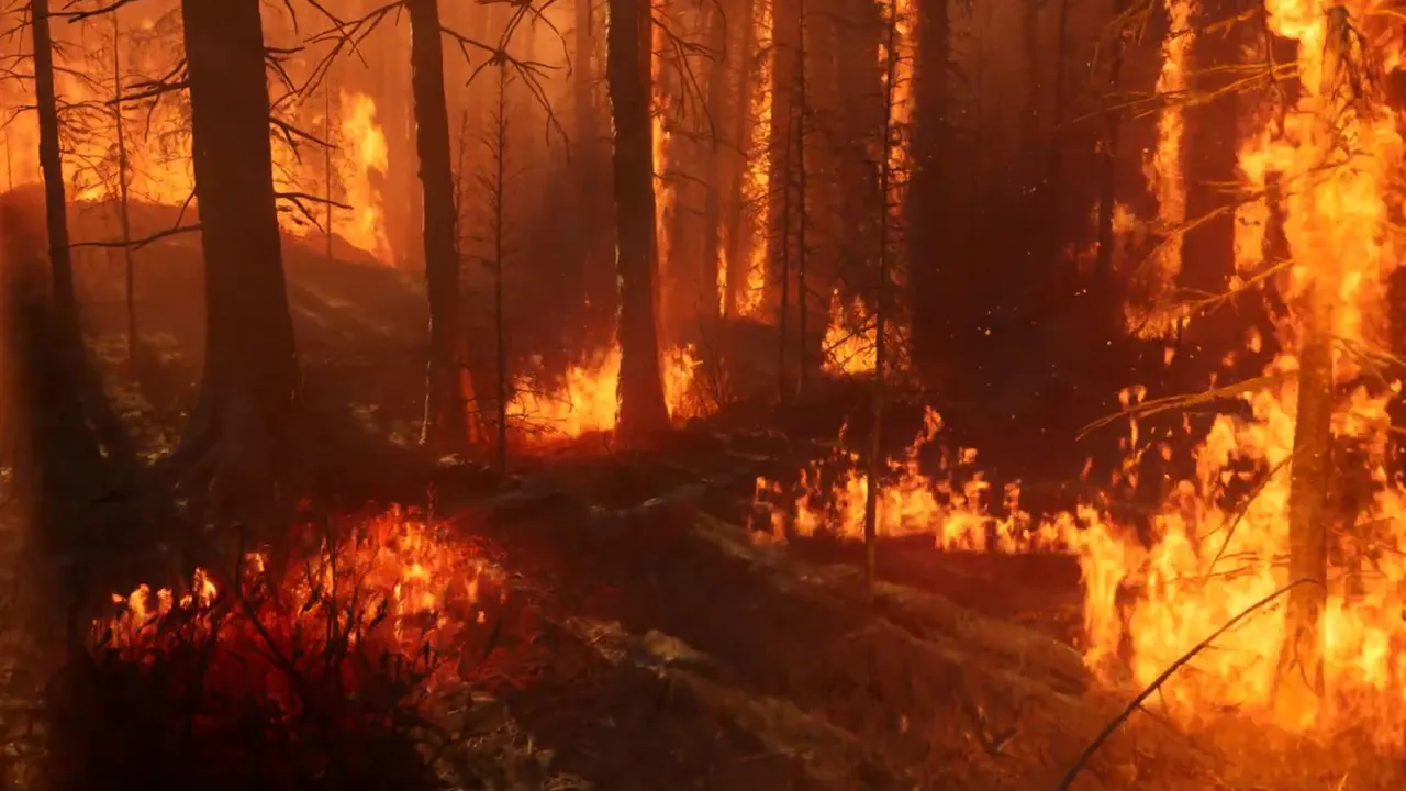 A realistic burning forest created in Unreal Engine 5.2