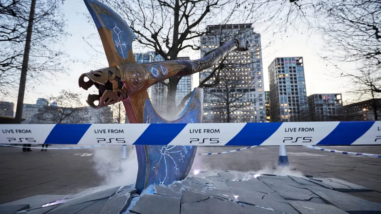 PlayStation has placed a giant God of War axe in the center of London