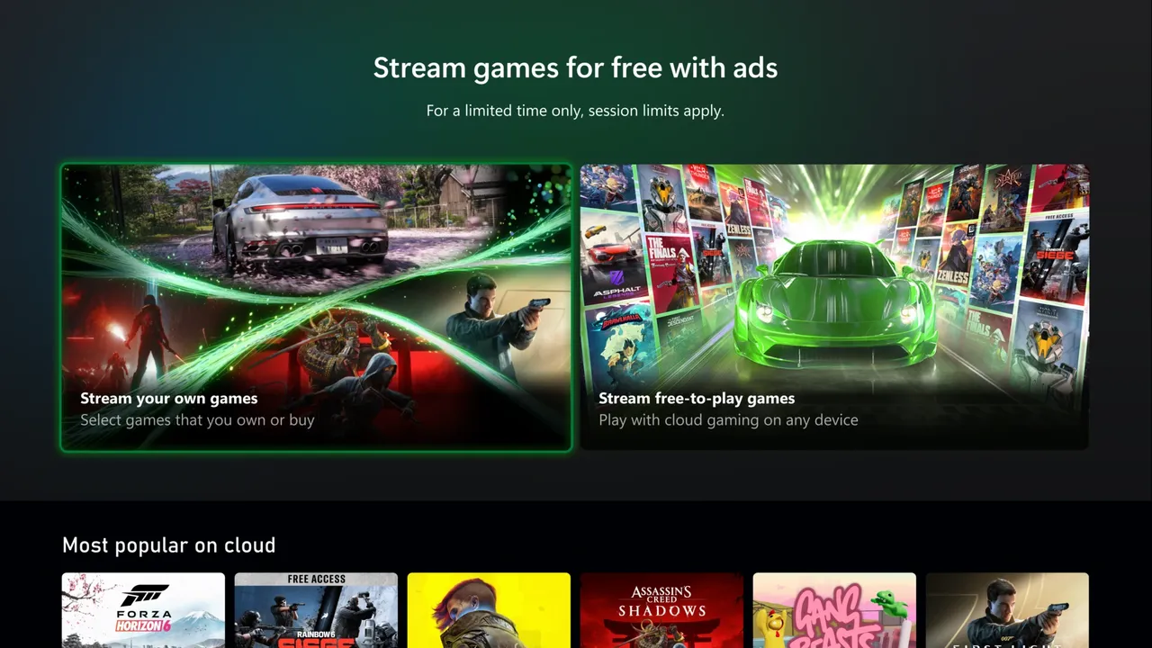 Xbox is now testing free cloud game streaming funded by ads